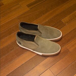 STATE Olive Suede Slip-On Loafers